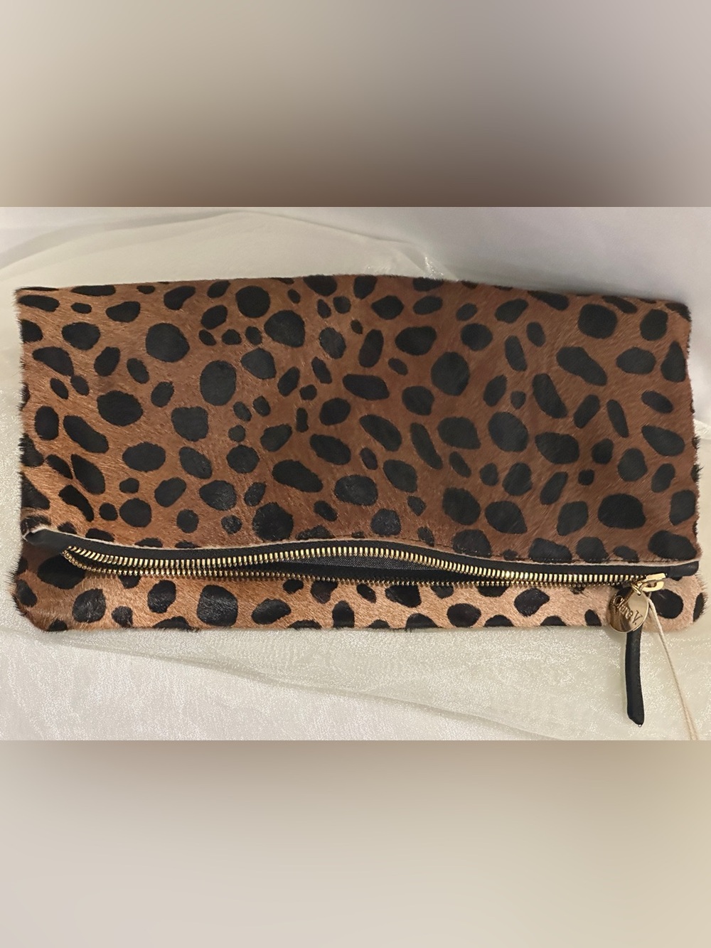 Clare V. Leopard Foldover Clutch Calf Hair Made in USA NWT - Picture 13 of 16